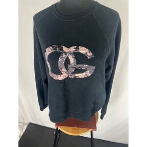 Obey Sweatshirt Size Medium OG Black Floral Lettering Fleece Women's